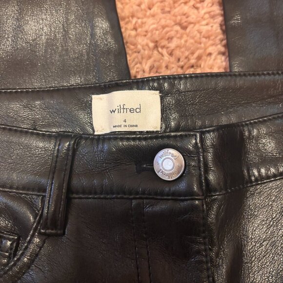 Aritzia Wilfred Womens Sz 4 The Melina Pant Vegan Leather Black #81518 HighWaist - Picture 3 of 9